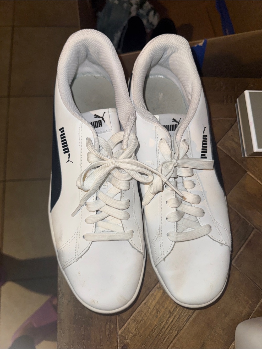 Puma Men’s White Sneakers with Black Side Stripe